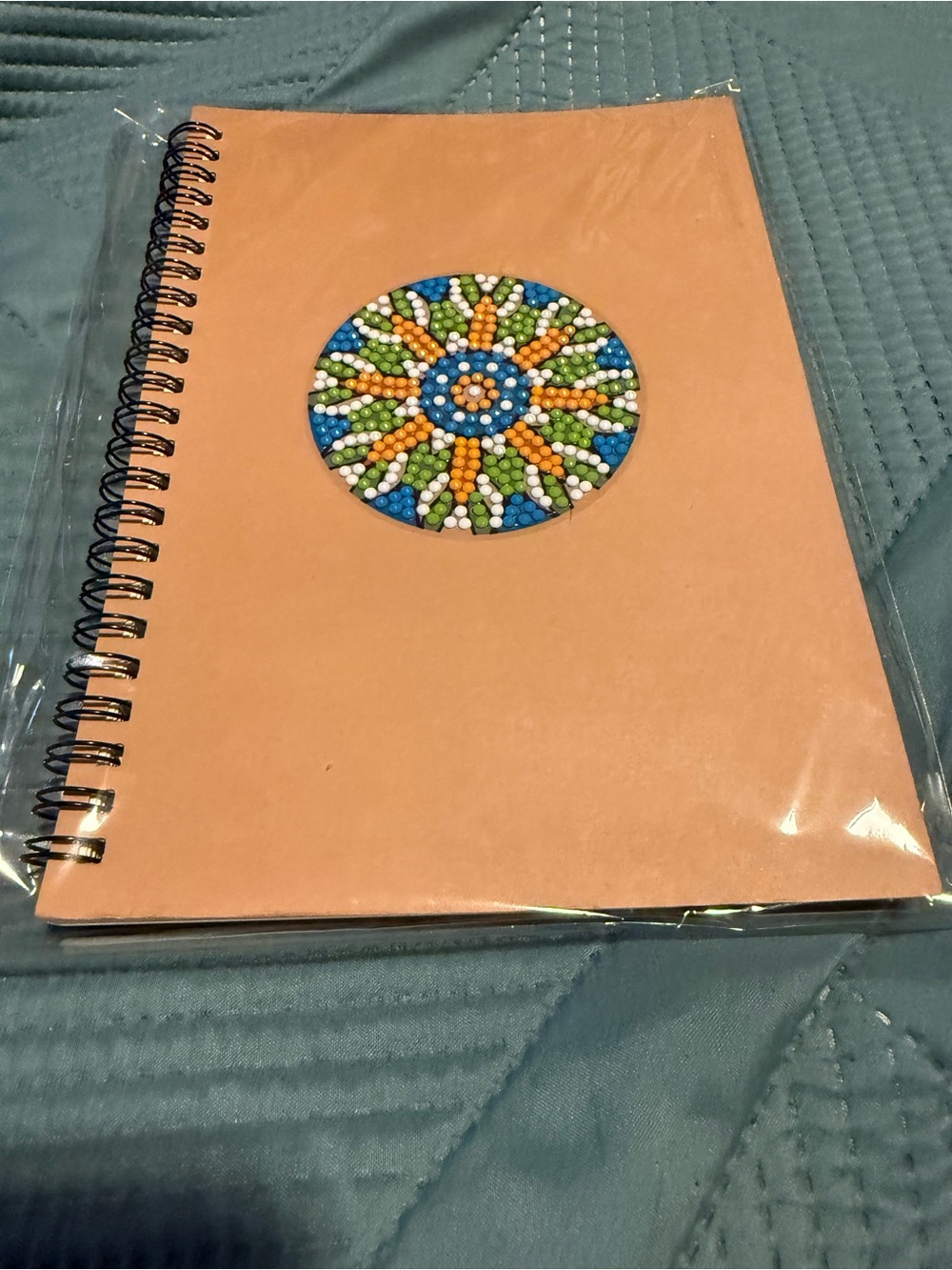 Spiral-Bound Journal with Decorative Diamond Art Mandala Accent
